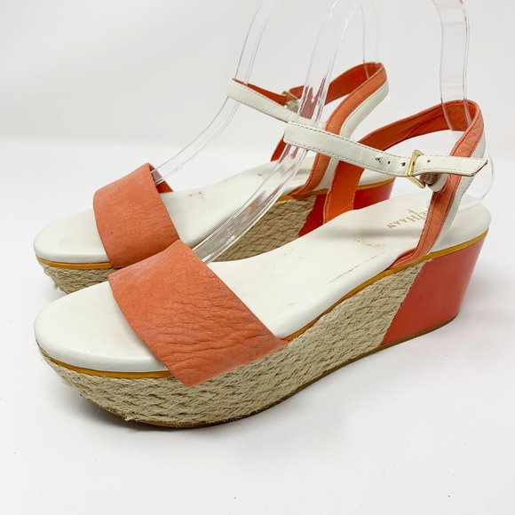 orange espadrille wedge sandal